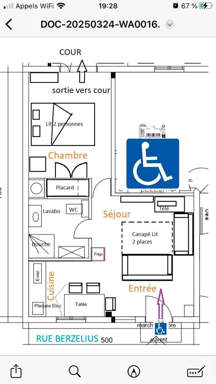 Guesthouse Familial Pour 2,3,4 Personnes De 44M2- Accessible Handic -Rez De Chaussee-Vues Sur Rue Et Patio Prive - Sejour, Chambre Separee-Cuisine,Salle De Bain,Lit Double Et Canape-Lit 2Pers-Entree De La Rue Berzelius-5 Minutes Du Metro Brochant-Lig Paris Bagian luar foto